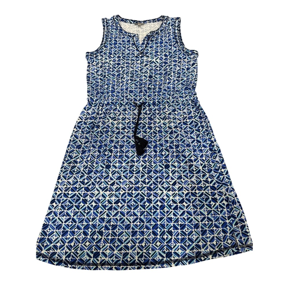 Talbots Blue and White Printed Midi Dress (Size S)